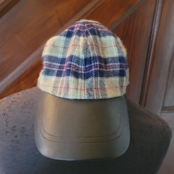 Plaid Wool & Leather Baseball Cap - Picture 1 of 6